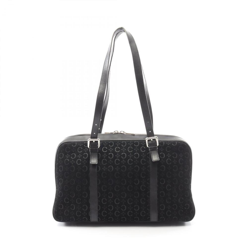 Celine Macadam Shoulder Bag Suede Leather Black
